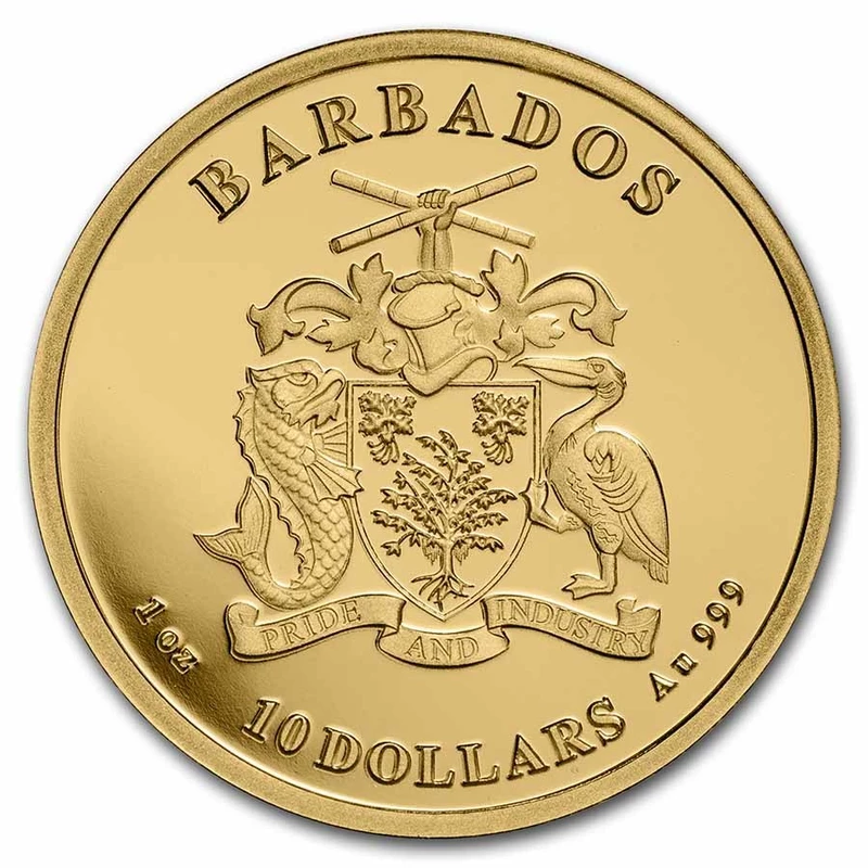 Barbados Octopus Goldmünze 2023, 31,1 Gramm reines Gold (0,999 Proof) Sammlermünzen