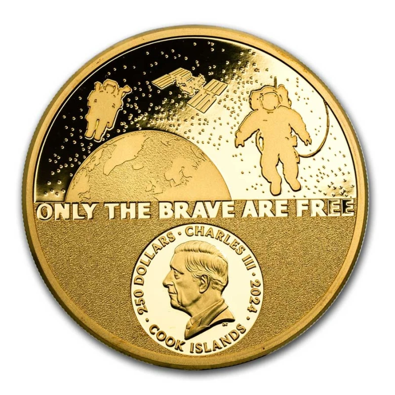 Cookinseln: Goldmünze Astronaut 2024 polierte Platte 1 oz Sammlermünzen