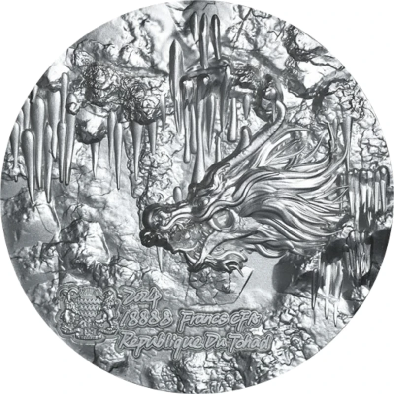 Chada Ancient Dragon Silbermünze 2024, 155,5 Gramm reines Silber (0,999 Proof) Sammlermünzen