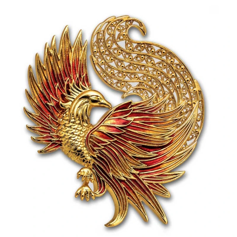 Samoa: silver coin Phoenix 2025 colored gilded 2 oz Collectible coins