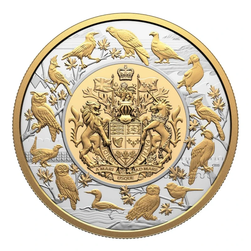 Canada: silver coin Birds of Canada 2024 Proof gilded 5 oz Collectible coins