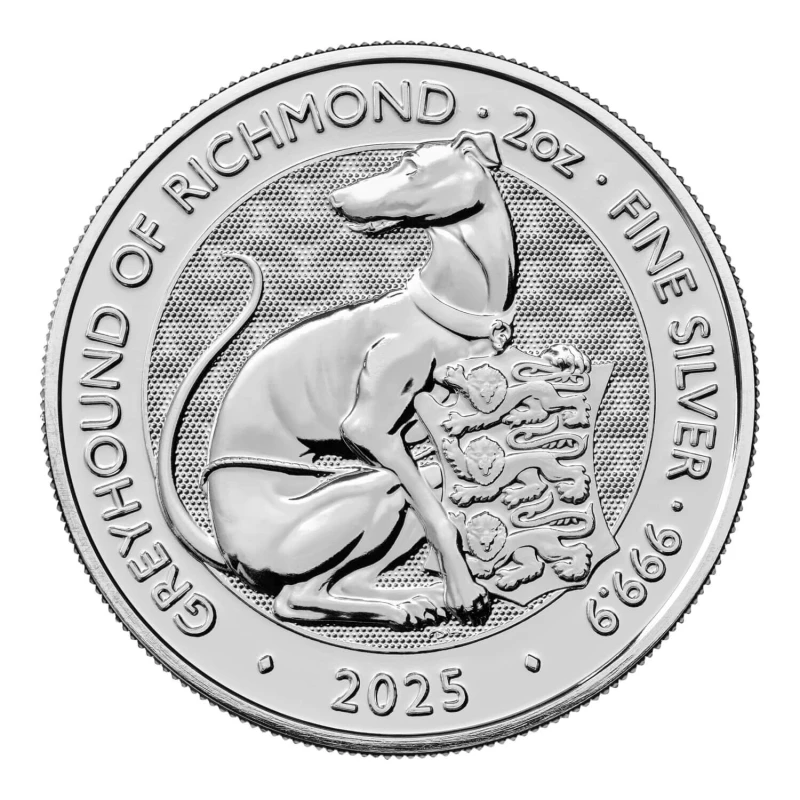 Vereinigtes Königreich Silbermünze The Royal Tudor Beasts Greyhound of Richmond 2025 2 oz Sammlermünzen