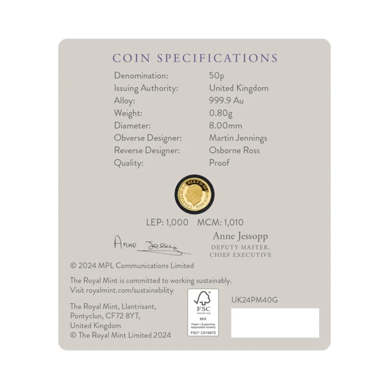 UK: Goldmünze Paul McCartney 2024 Proof 1/40 oz Sammlermünzen