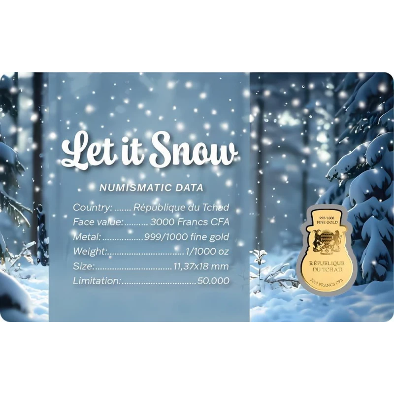 Tschad: Goldmünze Schneemann 1/1000 Unze Sammlermünzen