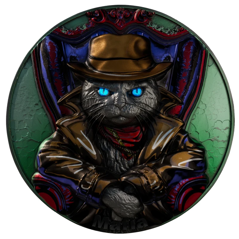 Cameroon: silver coin Meow Mafia 2025 2 oz Collectible coins