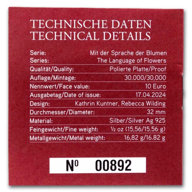 Österreich Silbermünze Pfingstrose 2024 polierte Platte 1/2 oz Sammlermünzen