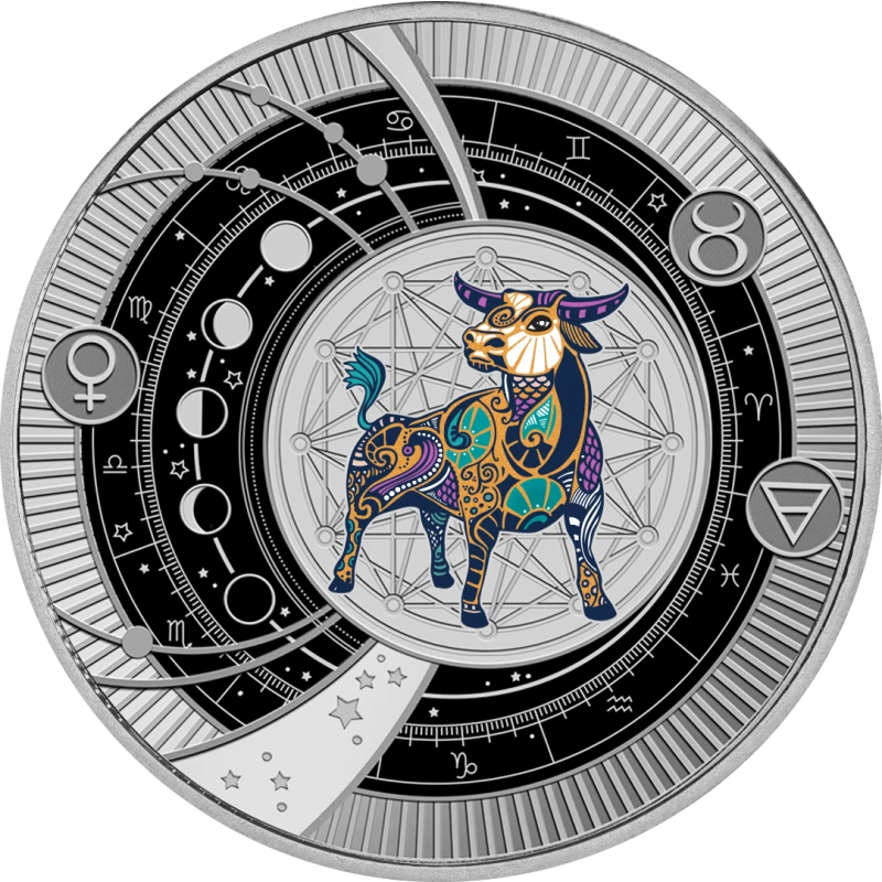 Kamerun: Silbermünze Taurus 2025 Polierte Platte koloriert 10 g Sammlermünzen