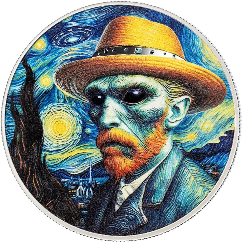 Kamerun: Silbermünze Vincent van Gogh 2025 polierte Platte 1 oz Sammlermünzen