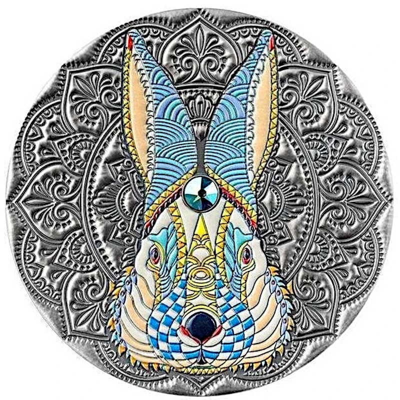 Niue: silver coin Mandala Year of the Rabbit 2023 colored 2 oz Collectible coins