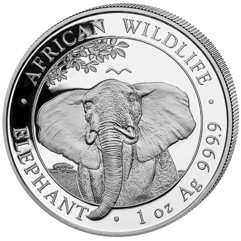 Somalia Silver Bullion Coin African Wildlife Elephant 2021 1 oz Investment coins
