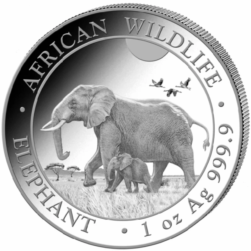 Somalia Silver Bullion Coin African Wildlife Elephant 2022 1 oz Investment coins