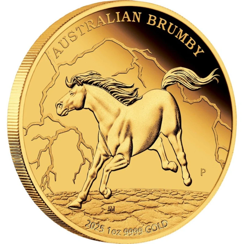 Australien Goldmünze Brumby 2025 polierte Platte 1 Unze Sammlermünzen