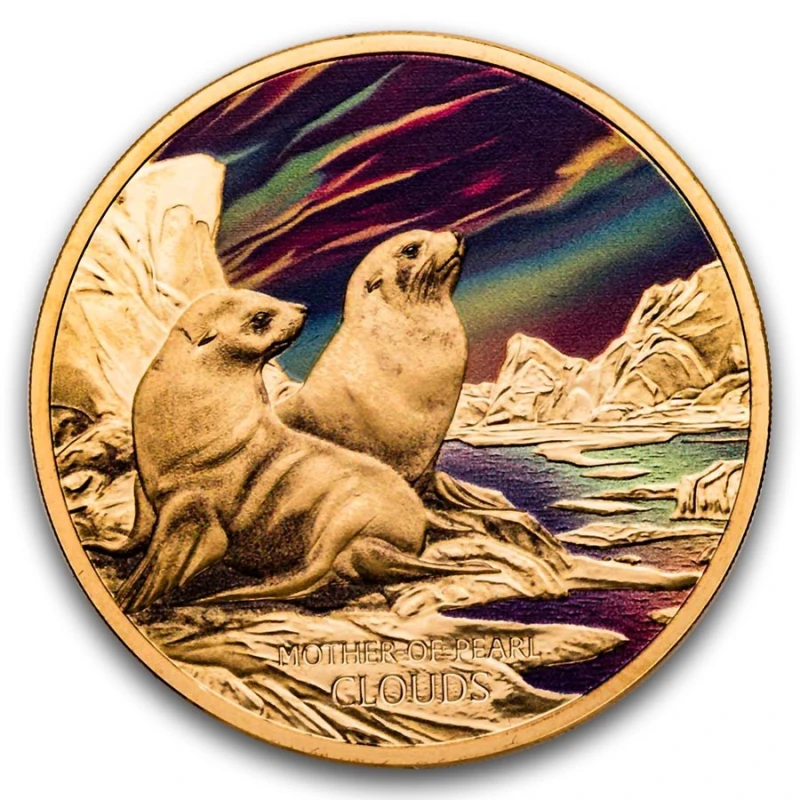 Niue Goldmünze Perlmutterwolken 2025 Polierte Platte Farbig 1 Unze Sammlermünzen