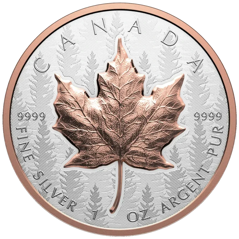 Kanada Silbermünze Maple Leaf 2025 Rose vergoldet 1 Feinunze Sammlermünzen