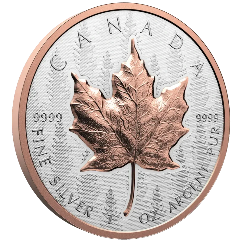 Kanada Silbermünze Maple Leaf 2025 Rose vergoldet 1 Feinunze Sammlermünzen