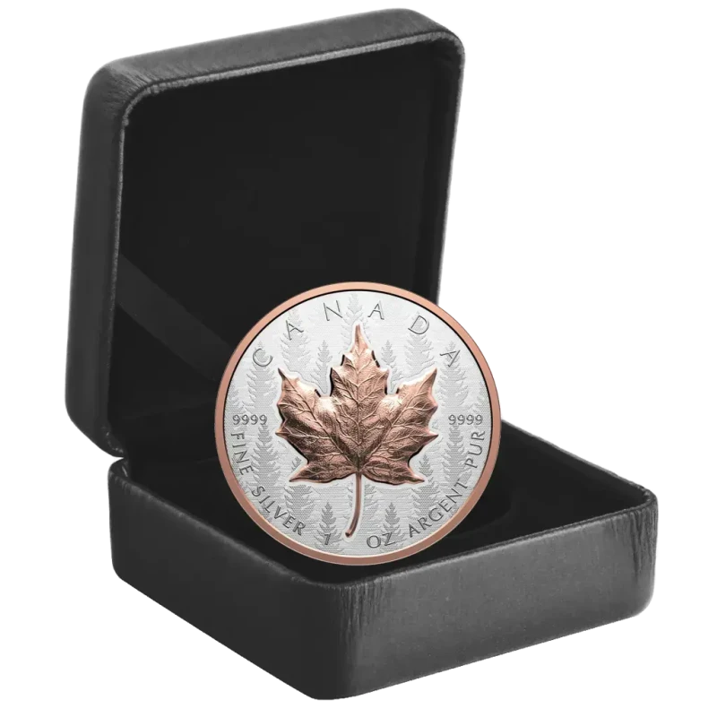 Kanada Silbermünze Maple Leaf 2025 Rose vergoldet 1 Feinunze Sammlermünzen