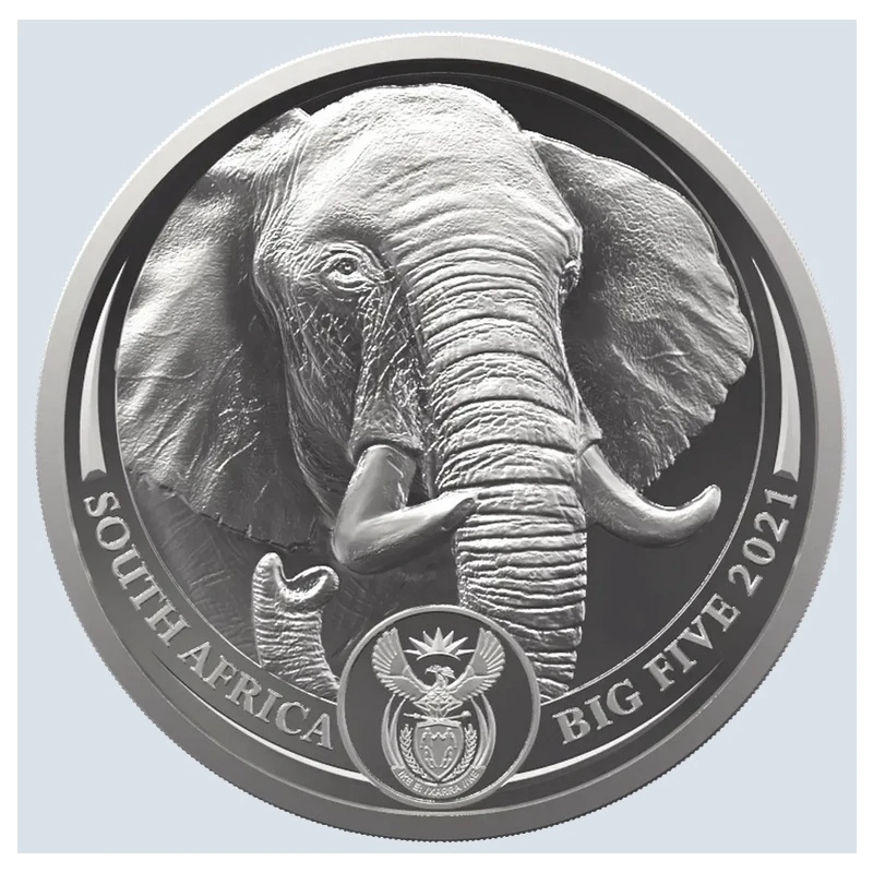 Südafrikas Platinmünze Big Five. Elefant» 2021, 31,1 g Proof Sammlermünzen